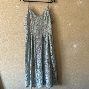H&M Soft Blue Lace Midi Dress